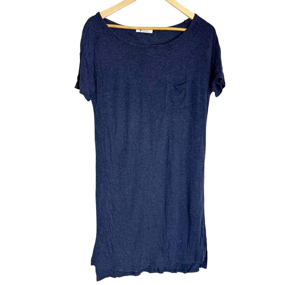 T by Alexander Wang Navy Blue Short Sleeve Pocket Crewneck T-Shirt Dress Small